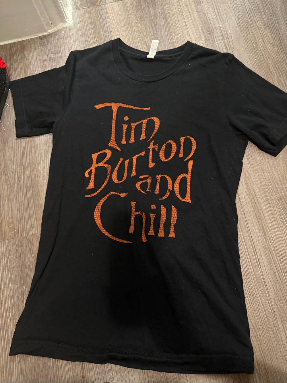 Tim Burton and Chill Graphic Tee - Black/Orange- size small